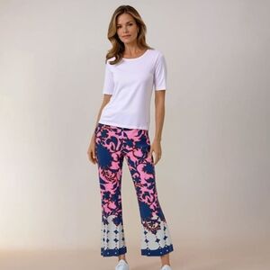 New Robell Vibrant Pink and Navy Bootleg Pants